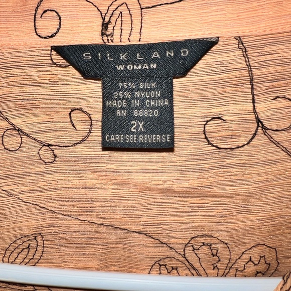 100% silk SilkLand Orange Floral Jean Jacket - Picture 3 of 5